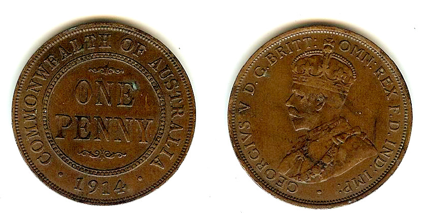 Australian Penny 1914 gVF/EF